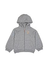 MINOTI KIDS GREY Zip - Up Hoodie with Heart Print - Smgarment's